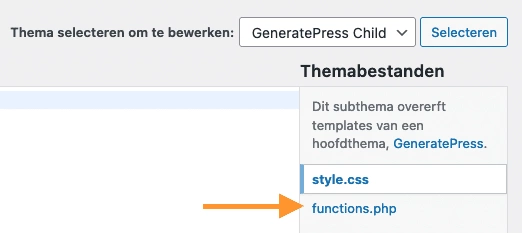 Snippets toevoegen aan functions.php van WordPress 2