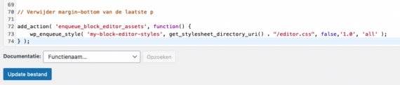 Snippets toevoegen aan functions.php van WordPress 3